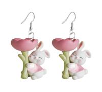 Acrylic Easter Egg Rabbit Earrings Dangle Rabbit Jewellery Cute Charm for Women Aluminium Earrings, one size, Acrylic, No Gemstone