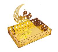 Acrylic Eid Mubarak Dessert Trays 1Pcs, Eid mubarak Moon Star Plate, Ramadan Dessert Tray, ramadan mubarak tray for Party Serving Tray, ramadan Decorations for Table (C) (A)