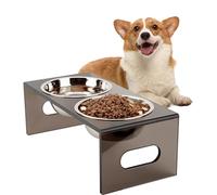 Acrylic Elevated Dog Bowls Stand 5.9" Tall Pet Feeder Comes with 2 Removable Stainless Steel Bowls for Medium and Small Dogs Raised Dog Bowl Pet Feeding Station