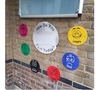 Acrylic Emotions Mirror for Children, Feelings Display Set, 6 x feelings, 1 x labelled mirror, 28cm mirror