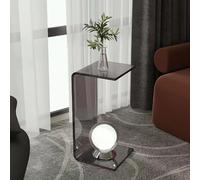 Acrylic End Table, C Shaped Sofa Side Table, Clear Multipurpose Office Desk, Minimalist Nightstand for Living Room and Bedroom