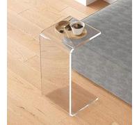 Acrylic End Table, Modern C-Shaped Design, Multipurpose Sofa Side Table for Living Room and Bedroom