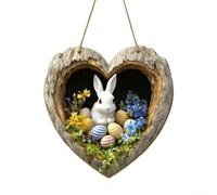Acrylic Enhanced Wooden Easter Bunny Decoration for Spring Season Home Festivity on Door Wall or Window (GJ831-002)