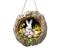 Acrylic Enhanced Wooden Easter Bunny Decoration for Spring Season Home Festivity on Door Wall or Window (GJ831-008)