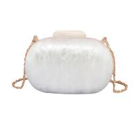 Acrylic Evening Clutch Bag Pearlescent Chain Crossbody Bag Shell Shape for Women