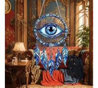 Acrylic Evil Eye Dream Catcher Sun Catcher - ibrant Blue & Purple Bead Design | Hanging Wall Art for Home, Garden & Outdoor | Spiritual Amulet, Romantic Style