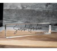 Acrylic Executive Personalised Desk Name Plate 12cm x 4cm x 15mm