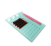 Acrylic Eyelash Extension Eye Lash Pallet Tool, Grafting False Eyelash Organizer Extension Pad Lash Tray Gasket Adhesive Glue Holder (Blue with Scale)