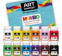 Acrylic Fabric Paint Set 12 colors 20 ml (0.67 Fl Oz) For Clothes | Textile | Leather | T-shirt | Sneakers | Made in Europe | MAMBO | KOMPOZIT