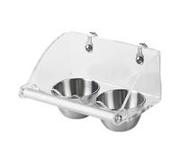 Acrylic Feeder Drinker - Parrot Mounted Food Container, Clear Stand Support System, Spill Resistant Water Holder, Strong Fixed Cage Attachment | Stainless Steel Feeding Accessory Hygienic Durable Serv