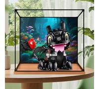 Acrylic Figures Display Box for LE-GO 10375 for How to Trrain Your Dragoon Toothlless Acrylic Storage Box Dustproof Transparent Box Custom Display Case Storage Box (No Model) (wood+background)
