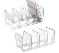 Acrylic File Sorter 2Pcs Magazine Organizer 4-Divide File Holder Clear Purse Organizer File Folder Office Storage Stand Rack Desktop Bookshelf Handbag Display Organiser for Home Office Closet (2)
