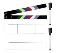 Acrylic Film Clapper Board with 2 Erasable Water-Based Pen, Film Directors Clapboard Cut Action Clapperboard Scene Slates for Movie Video Shooting Photography Studio Props & Theater Equipment Decor