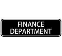 Acrylic Finance Department Sign for Office, Home & Business, Easy-Mount Informative Plastic Sign with Symbols, 3x9 inch.