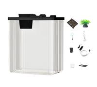 Acrylic Fish Container - Desktop Sea Box, Transparent Aqua Rearing Container | Breeding Water Air Pump, Ambient Light Water Set, Compact Container with Synthetic Plants for Betta Fish and Yarns