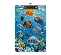 Acrylic Fish in The Sea Clipboard Clipboards with Low Profile Metal Clip Not Easy to Fall Off Clip Board Cute Clip Boards for Office & Professionals 8.5x12.5