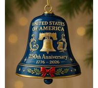 Acrylic Flat Christmas Tree Pendant Ornament Commemorating the 250th Anniversary of This United States - Red 8 X 6 Cm for Holiday Tree Wreath or Wall Display(1)