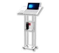 Acrylic Floor Stand Lectern with Lockable Wheels - Modern Portable Podium for Classroom Speech Lecture Church Reading - Clear Design 60×40cm (24×16in)