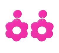 Acrylic Flower Dangle Earrings, 70s 80s Flower Earrings for Women, Cute Floral Earrings Ideal Gifts for Girls,2 Count, Flowers Shape, Pink