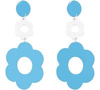 Acrylic Flower Earrings for Women Adorable Double Layer Tiered Resin Colorful Daisy Sunflower Petal Floral Lightweight Dangle Drop Earrings for 60's 70's Beach Vacation Birthday Jewelry Gifts, Acrylic