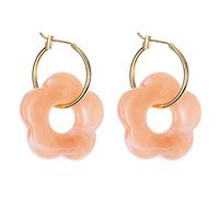 Acrylic Flower Resin Drop Earrings Simple Round Hollow Earrings Girls Jewelry Party Personality Gifts 13 Color Flower Earrings For Women Girls Colorful Hoop Acrylic Earrings For Women Flower Hoop