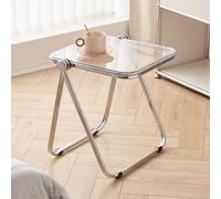 Acrylic Foldable Side Table for Living Room, Bedroom, Office - Small End Snack Table, No Assembly Required