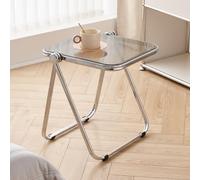 Acrylic Foldable Side Table for Living Room, Bedroom, Office - Small End Snack Table, No Assembly Required