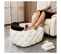 Acrylic Foot Bath Tub Multifunctional Feet Soaking Massage Tub Retractable Shower Head Black PU non-Slip Mat Massage Bubble Color Lights Adjustable Temperature Suitable for Hotel Foot Spa Clubs(White)