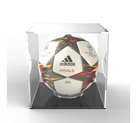 Acrylic Football Cube Presentation Display Case Box & Ball Holder Riser Plinth (Black)