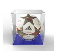 Acrylic Football Cube Presentation Display Case Box & Ball Holder Riser Plinth (Blue)