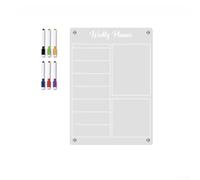 Acrylic Fridge Calendar Magnetic Dry Erase Weekly Planner(A4) | High-performance PET for surface, erase countless times, no ghosting, includes 6 markers, fits most fridges
