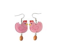 Acrylic Funny Cartoon Chicken & Egg Dangle Earrings Unique Weird Hen Lay Egg Earrings Holiday Party Jewelry, S, Zinc, No Gemstone