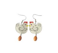 Acrylic Funny Cartoon Chicken & Egg Dangle Earrings Unique Weird Hen Lay Egg Earrings Holiday Party Jewelry, S, Zinc, No Gemstone