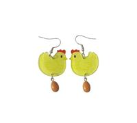 Acrylic Funny Cartoon Chicken & Egg Dangle Earrings Unique Weird Hen Lay Egg Earrings Holiday Party Jewelry, S, Zinc, No Gemstone