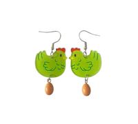 Acrylic Funny Cartoon Chicken & Egg Dangle Earrings Unique Weird Hen Lay Egg Earrings Holiday Party Jewelry, S, Zinc, No Gemstone