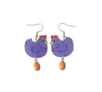 Acrylic Funny Cartoon Chicken & Egg Dangle Earrings Unique Weird Hen Lay Egg Earrings Holiday Party Jewelry, S, Zinc, No Gemstone