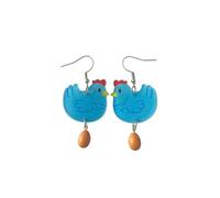 Acrylic Funny Cartoon Chicken & Egg Dangle Earrings Unique Weird Hen Lay Egg Earrings Holiday Party Jewelry, S, Zinc, No Gemstone