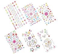 Acrylic Gem Stickers Temporary Face Body Jewels 6 Sheets Children's