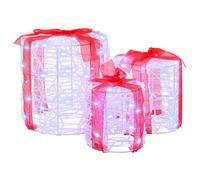 Acrylic Gift Box Decoration Pack of 3 20 x 20 x 21 cm Cool White LED Christmas Decoration with USB Power Supply for Living Room Advent Window Christmas Tree