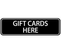 Acrylic Gift Cards Here Sign, for Stores & Businesses, Strong Self-Adhesive with White Letters on Black, 3x9 inch.