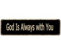 Acrylic God is Always with You_ Retro Decor Sign, for Homes, Bedrooms & Kitchens, 3x9 inch.
