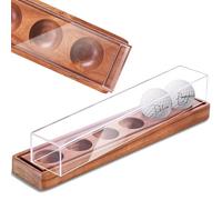 Acrylic Golf Ball Display Case - UV Protected Clear Display Box for 6 Golf Balls, Solid Wood Desktop Golf Decor for Office, Home, Man Cave - Memorabilia Display Holder (Golf Balls Not Included)