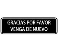 Acrylic Gracias Por Favor Venga De Nuevo Sign, for Spanish-Speaking Businesses, Strong Self-Adhesive, 3x9 inch.