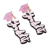 Acrylic Graduation Statement Earrings - "You Did It" Script Dangles with Cap and Tassel, Bold Celebration Jewelry for Graduates Events, Acrylic, No Gemstone