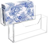 Acrylic Guest Towel Napkin Holder for Table, 2pcs Clear Disposable Hand Towel Holder for Bathroom, Washbasin Side Waterproof Tissue Dispenser for Home, Kitchen, Restaurant and Hotel