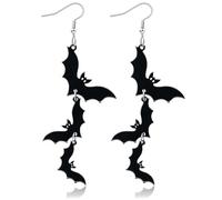 Acrylic Halloween Earrings Black Skull Bat Drop Dangle Earrings for Women Fun Cute Spooky Halloween Holiday Costume Jewelry
