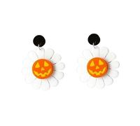 Acrylic Halloween Earrings Exaggerated Horror Skull Daisies Sunflower Drop Dangle Earrings Pumpkin Flower Stud Earrings Creative Jewelry Gifts for Women, M, Acrylic, No Gemstone