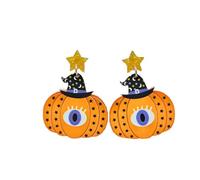 Acrylic Halloween Pumpkin Earrings for Women Fun Spooky Pumpkin Witch Halloween Earrings Evil Eye Pumpkin Halloween Earrings Halloween Theme Holiday Jewelry, L, Acrylic, No Gemstone