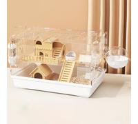 Acrylic Hamster Cage 2-Tier Small Animal Cage Rat Villa with Living & Playing Area with Multi-Function Accessories Small Pet House for Hamsters Gerbil Mice