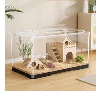 Acrylic Hamster Cage,Hamster Cages And Habitats, Hamster House With Full Transparent Viewing,Top Open Mouse Cage For Pet Mice,Hamster Habitat For Pet Mice(Small)